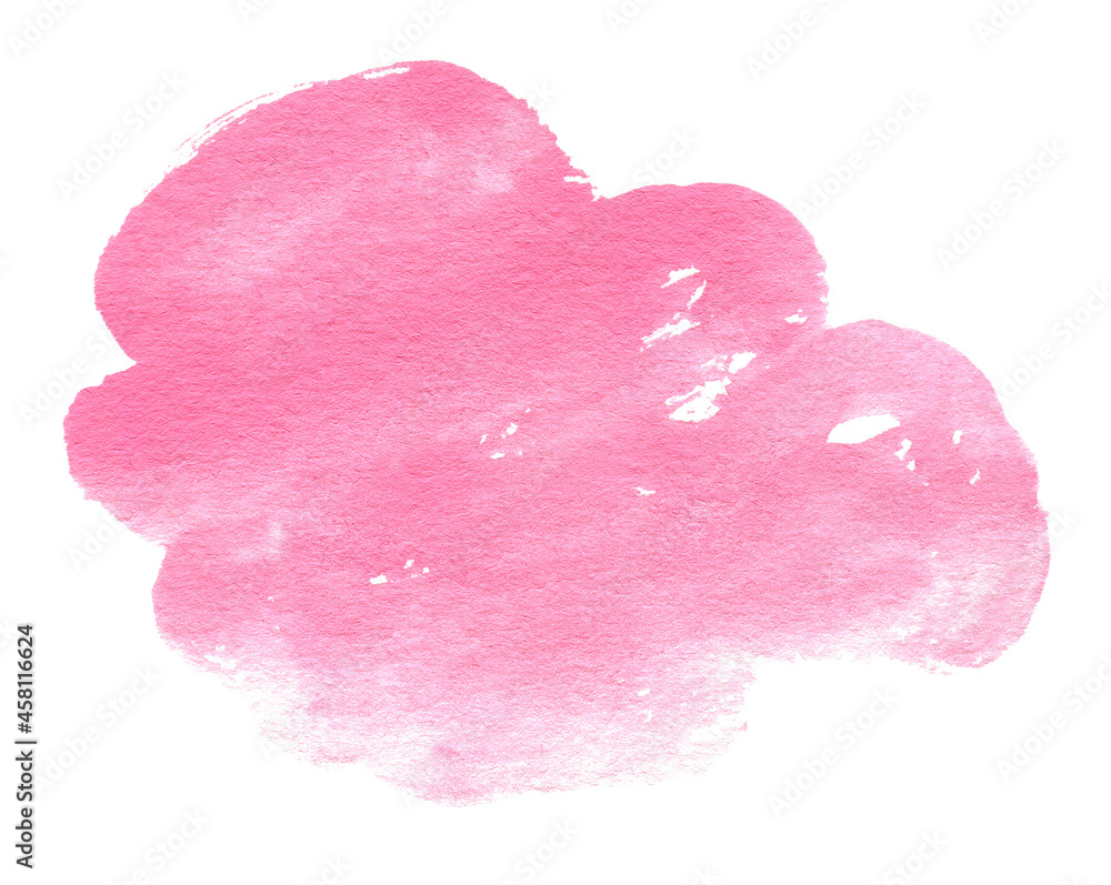 Pink watercolor background. Hand drawn watercolor spot. Pink design artistic element for banner, template, print and logo