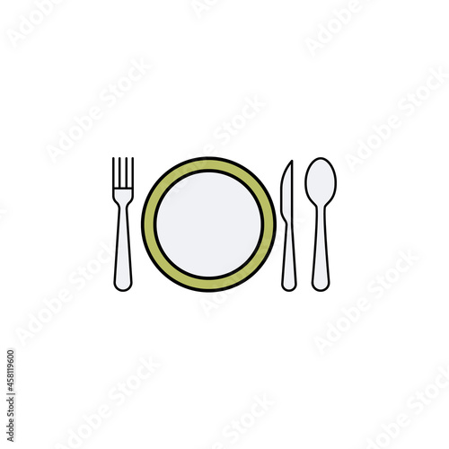 dish, fork, knife, spoon colored icon. Can be used for web, logo, mobile app, UI UX