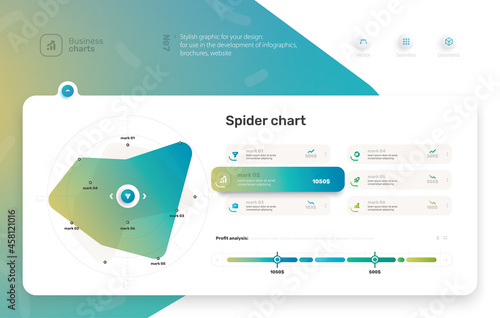 Vector infographic chart template. Business concept with seven options. For flowchart, steps, parts, infographic, diagram. Can be used for your presentations, workflow layout, web. Vector eps 07