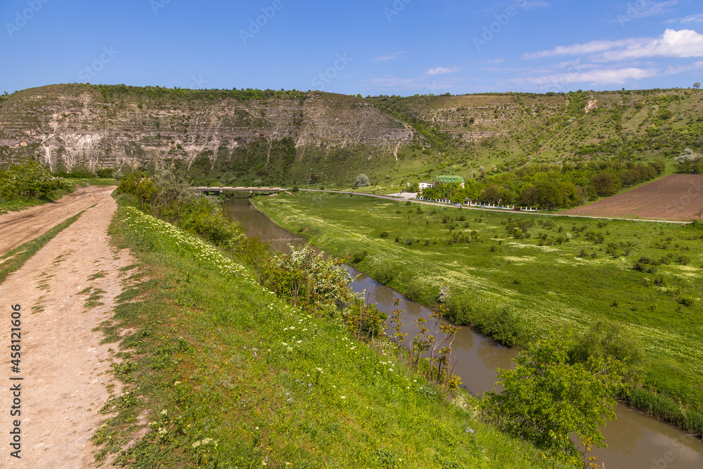 A view of the Reut river valley in Trebujeni, Republic of Moldova.