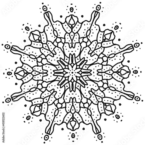 Ornamental round floral pattern, circle lace background