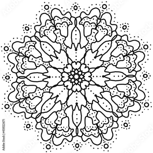 Ornamental round floral pattern, circle lace background