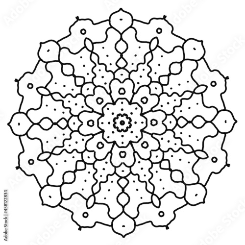 Ornamental round floral pattern, circle lace background
