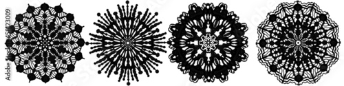 Ornamental round floral pattern, circle lace background