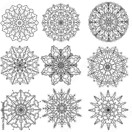 Ornamental round floral pattern, circle lace background