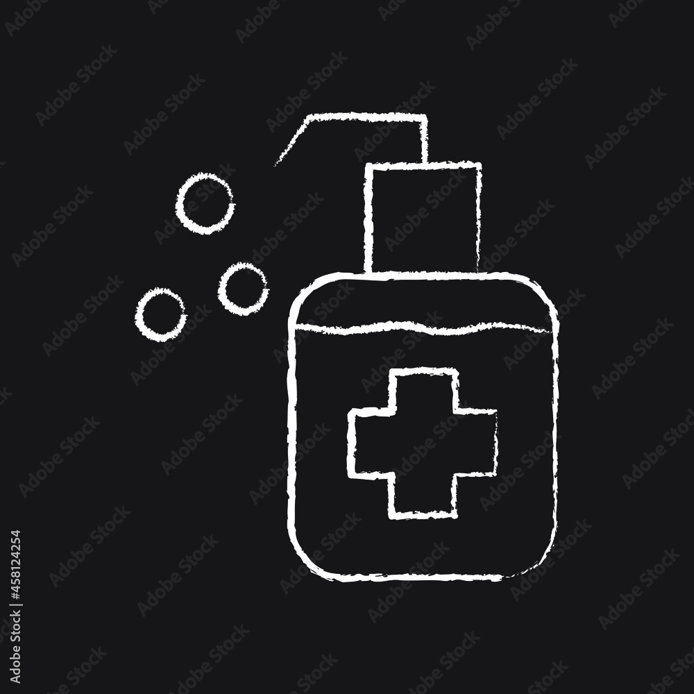 Disinfectant alcohol gel line Icon design white chalk. Draw a picture on the blackboard. Disinfectant alcohol gel line Icon design white chalk. Draw a picture on the blackboard.