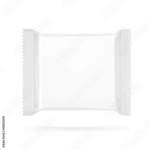 Blank flow pack isolated on white background. Vector illustration. Mockup can be used in the adv, promo, package, etc.	