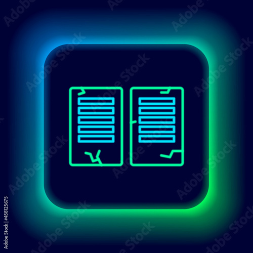 Glowing neon line The commandments icon isolated on black background. Gods law concept. Colorful outline concept. Vector
