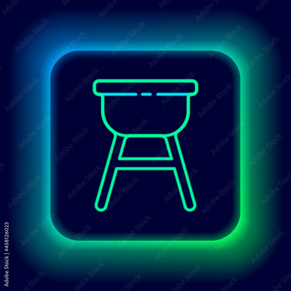 Glowing neon line Barbecue grill icon isolated on black background. BBQ grill party. Colorful outline concept. Vector Glowing neon line Barbecue grill icon isolated on black background. BBQ grill party. Colorful outline concept. Vector