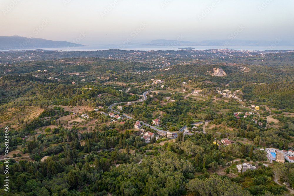 Sunset rural landscape in central Island of Corfu, Greece. Sunset rural landscape in central Island of Corfu, Greece.