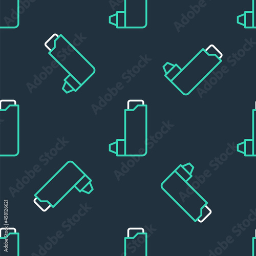 Line Inhaler icon isolated seamless pattern on black background. Breather for cough relief, inhalation, allergic patient. Vector