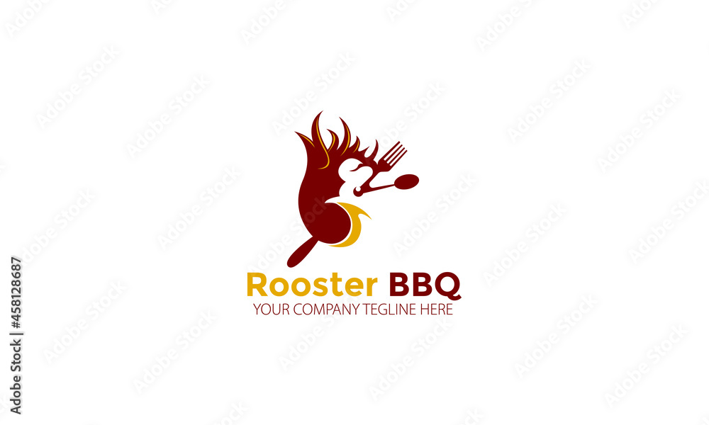 Fototapeta premium Modern Rooster BBQ Logo Design