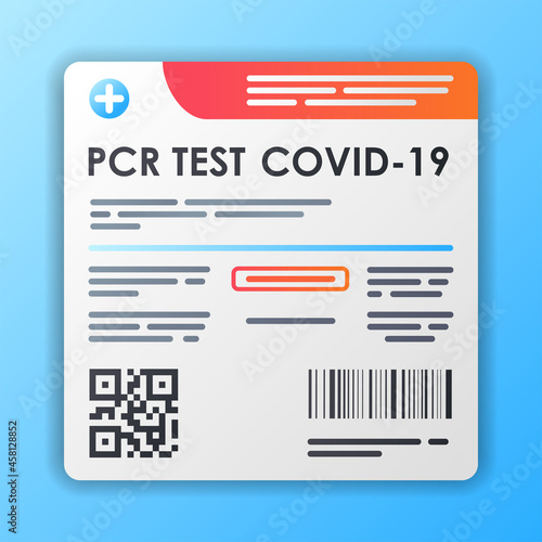 PCR test COVID color flat element on a blue background.