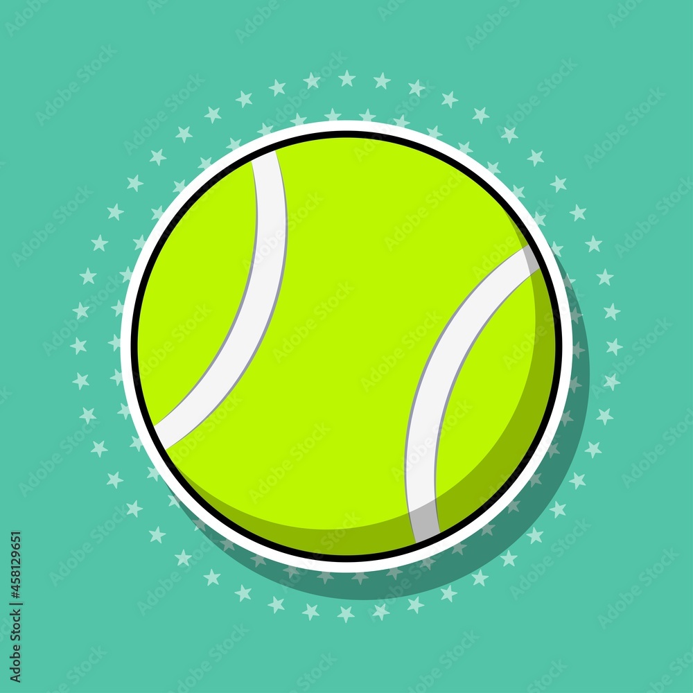 Tennis ball sticker, isolated object. Vector illustration. Tennis ball sticker, isolated object. Vector illustration.