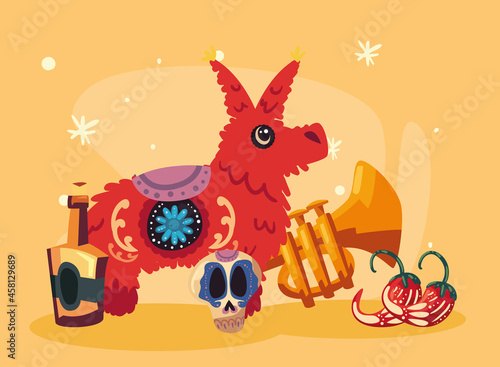 Day of the dead pinata with icons