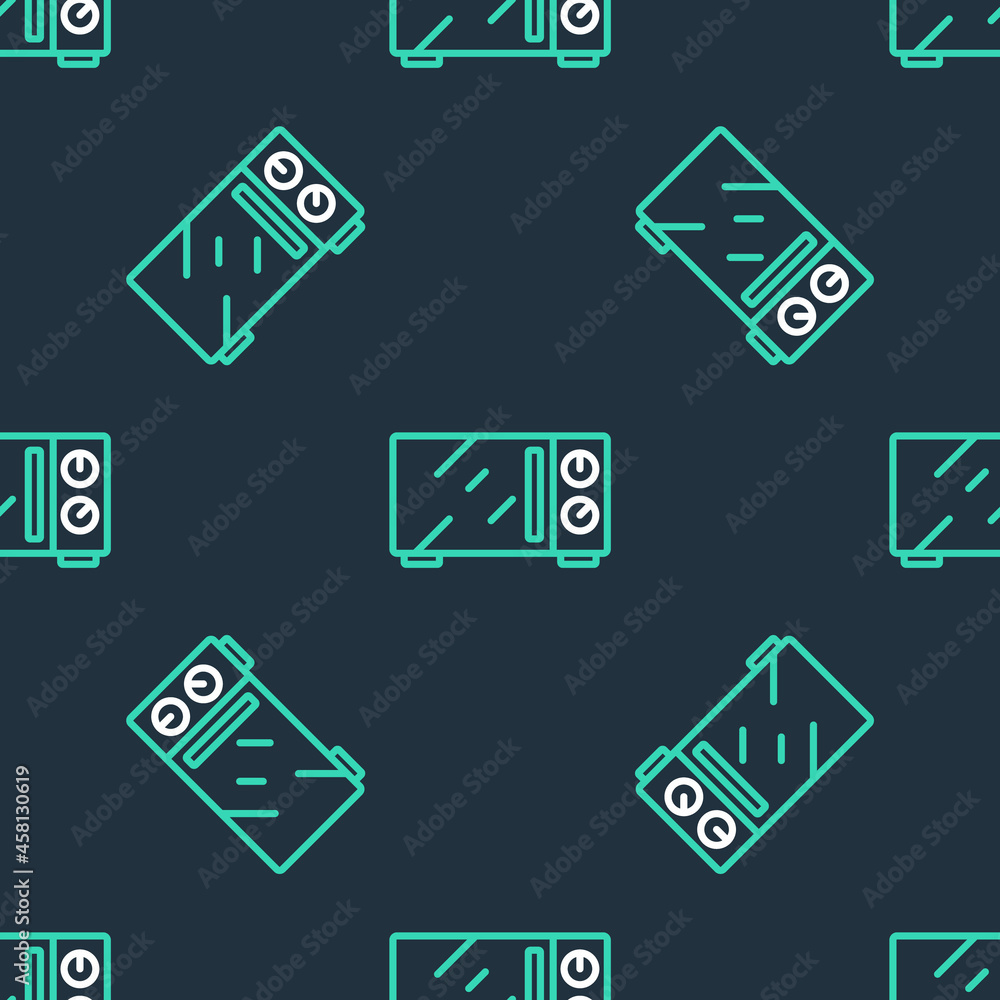 Line Microwave oven icon isolated seamless pattern on black background. Home appliances icon. Vector Line Microwave oven icon isolated seamless pattern on black background. Home appliances icon. Vector
