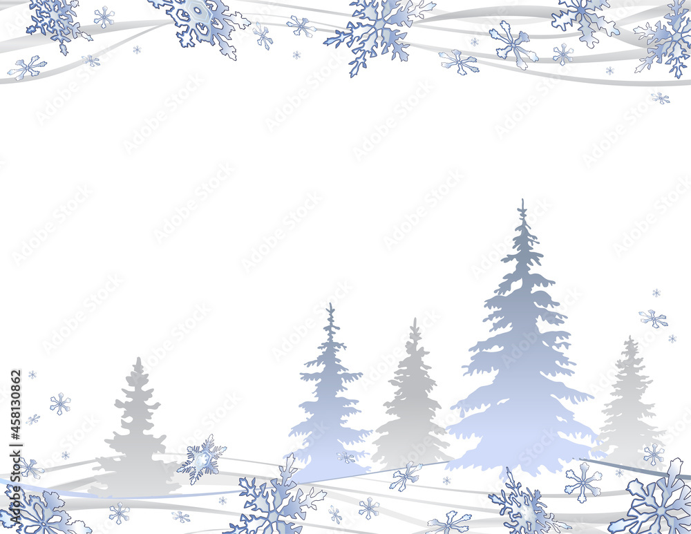 Fototapeta premium Winter festive background, snow and Christmas trees