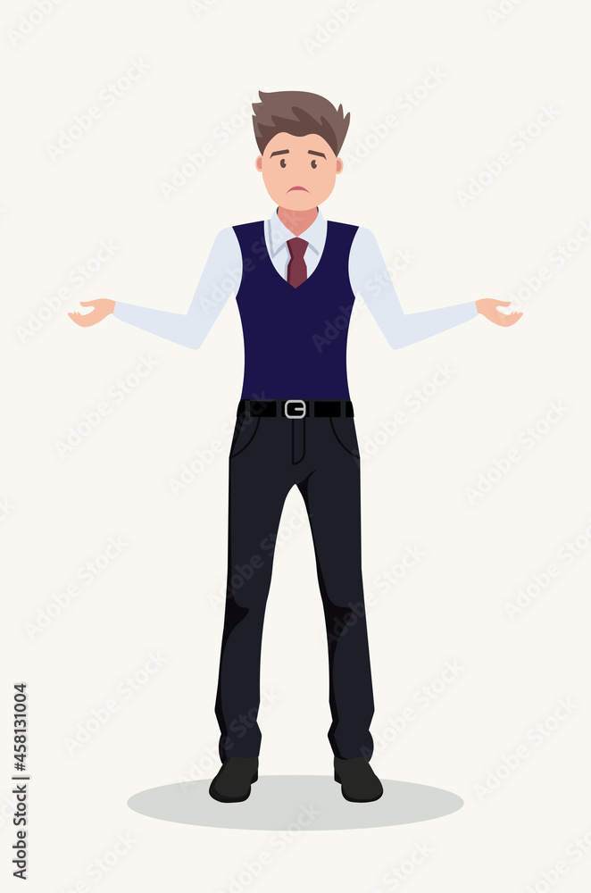 The business man spreads his hands to the sides. Vector illustration. The business man spreads his hands to the sides. Vector illustration.