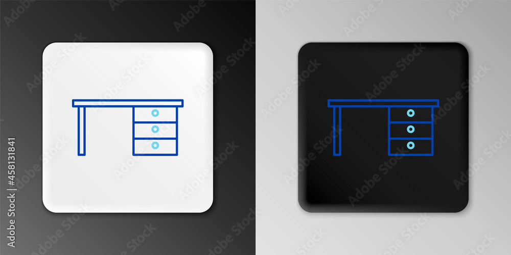 Line Office desk icon isolated on grey background. Colorful outline concept. Vector