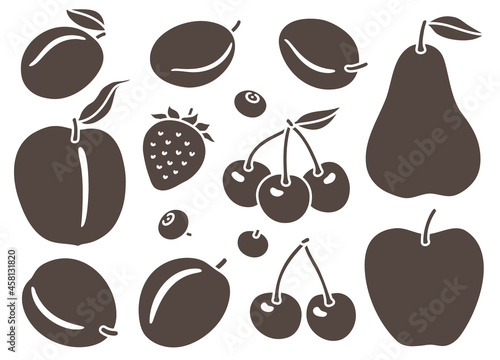 Set of fruit and berry vector shapes