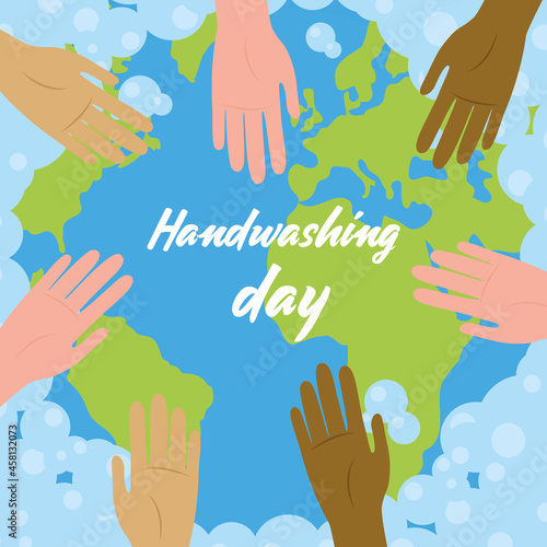 hands in front of world