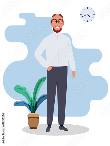 Business man in a suit with a briefcase. An employee of the office.