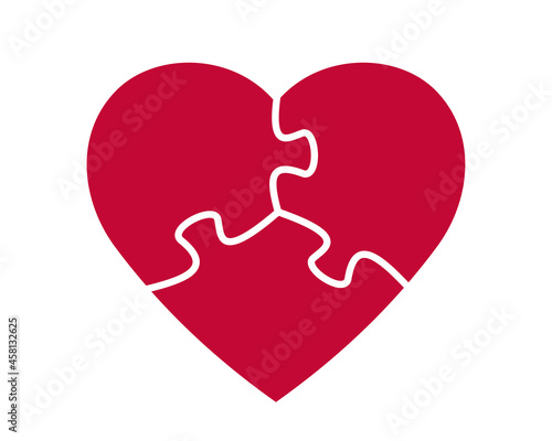 Puzzle heart shapes. Puzzle pieces. Valentine day symbol.