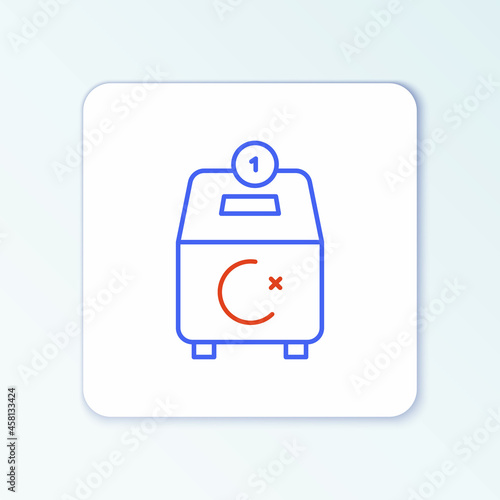 Line Donate or pay your zakat as muslim obligatory icon isolated on white background. Muslim charity or alms in ramadan kareem before eid al-fir. Colorful outline concept. Vector