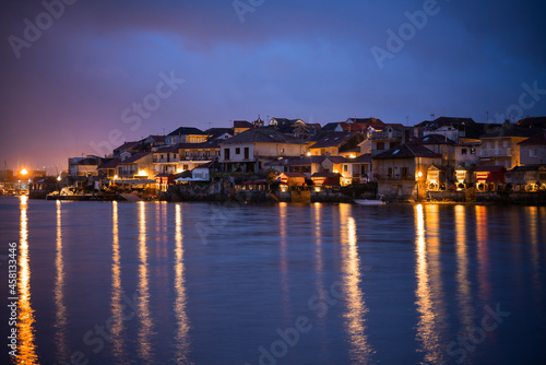 View of the fishing village of Combarro before sunrise. Galicia, Spain