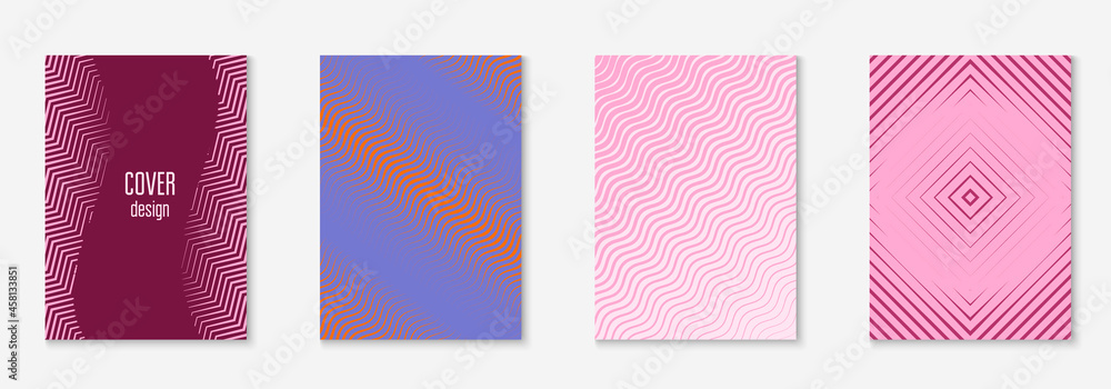 Fototapeta premium Design magazine cover as template with line geometric element.