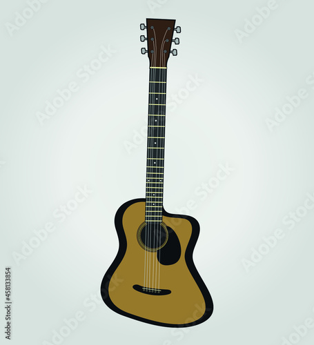 Hand drawn classical acoustic guitar Isolated flat vector