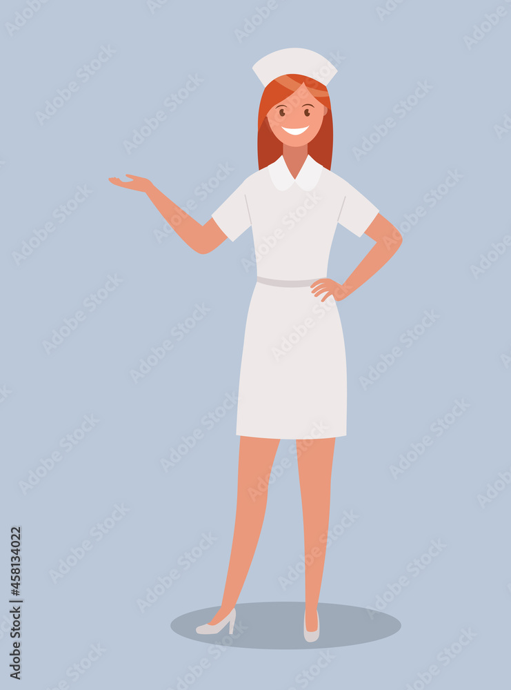 A female doctor in a uniform. A medical specialist. A hospital employee. Vector illustration. A female doctor in a uniform. A medical specialist. A hospital employee. Vector illustration.