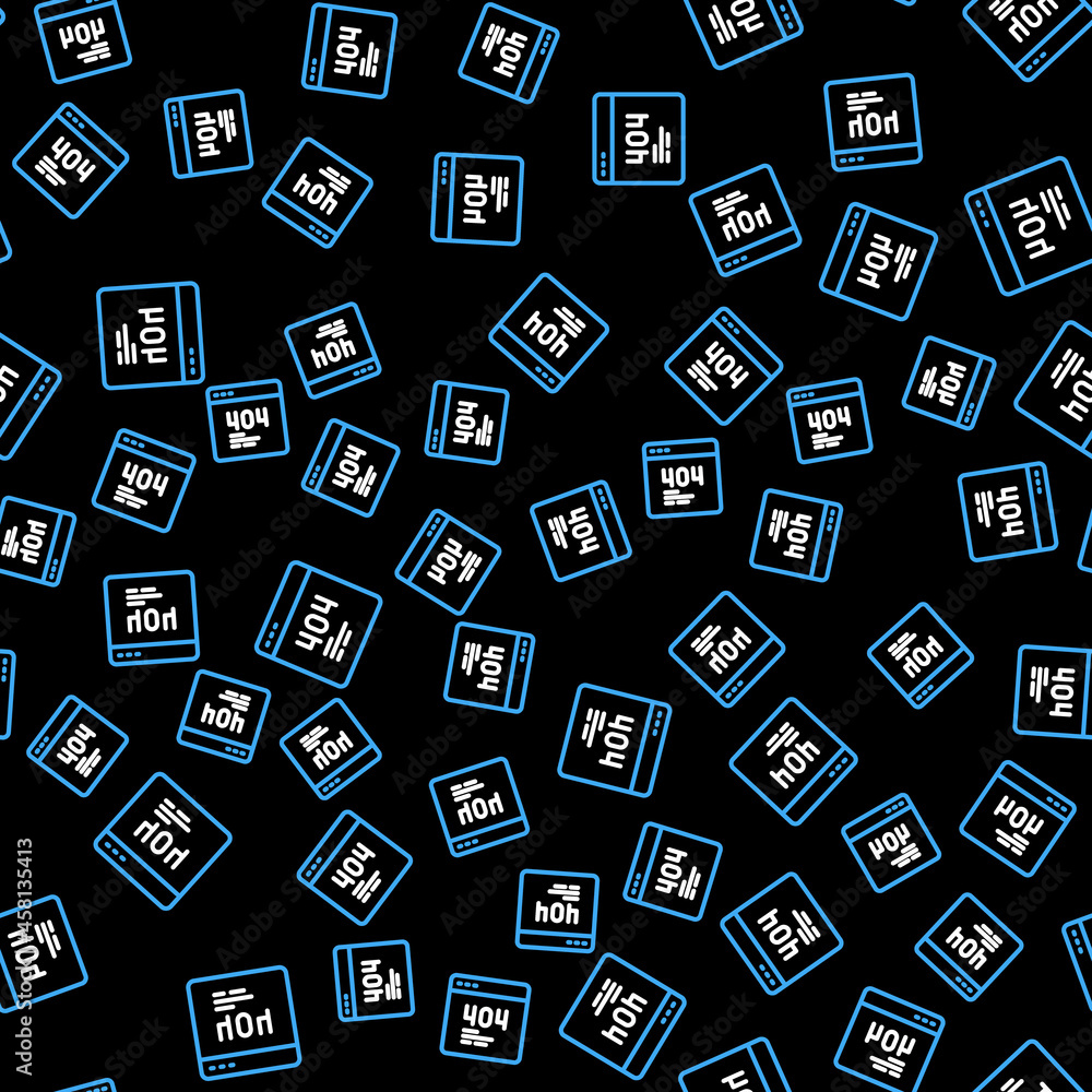 Line Page with a 404 error icon isolated seamless pattern on black background. Template reports that the page is not found. Vector Line Page with a 404 error icon isolated seamless pattern on black background. Template reports that the page is not found. Vector