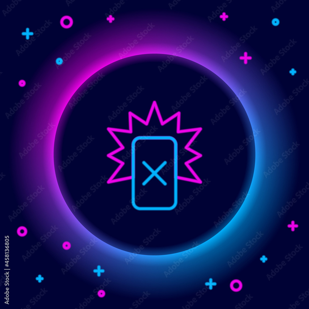 Glowing neon line Red card football icon isolated on black background. Referee card. Colorful outline concept. Vector Glowing neon line Red card football icon isolated on black background. Referee card. Colorful outline concept. Vector