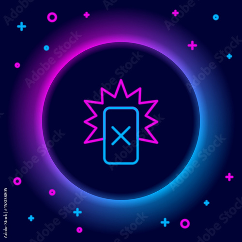 Glowing neon line Red card football icon isolated on black background. Referee card. Colorful outline concept. Vector