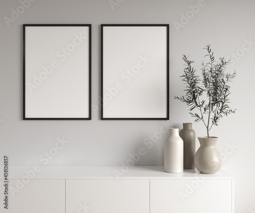 mockup, frame, white, decor, interior, blank picture, wall, interior, mock up, living room design, scandinavian style, interior, artwork. Home staging and minimalism concept