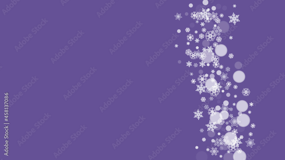 Winter border with ultra violet snowflakes. New Year backdrop. Snow frame for flyer, gift card, party invite, retail offer and ad. Christmas trendy background. Holiday frosty banner with winter border Winter border with ultra violet snowflakes. New Year backdrop. Snow frame for flyer, gift card, party invite, retail offer and ad. Christmas trendy background. Holiday frosty banner with winter border