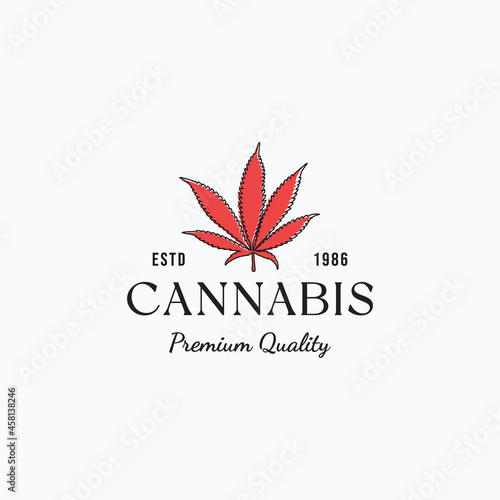 Vintage herbal drug store logo vector illustration design. Minimalist cannabis logo concept.