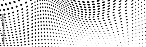 The halftone texture is monochrome. Chaotic waves of black dots on a white background