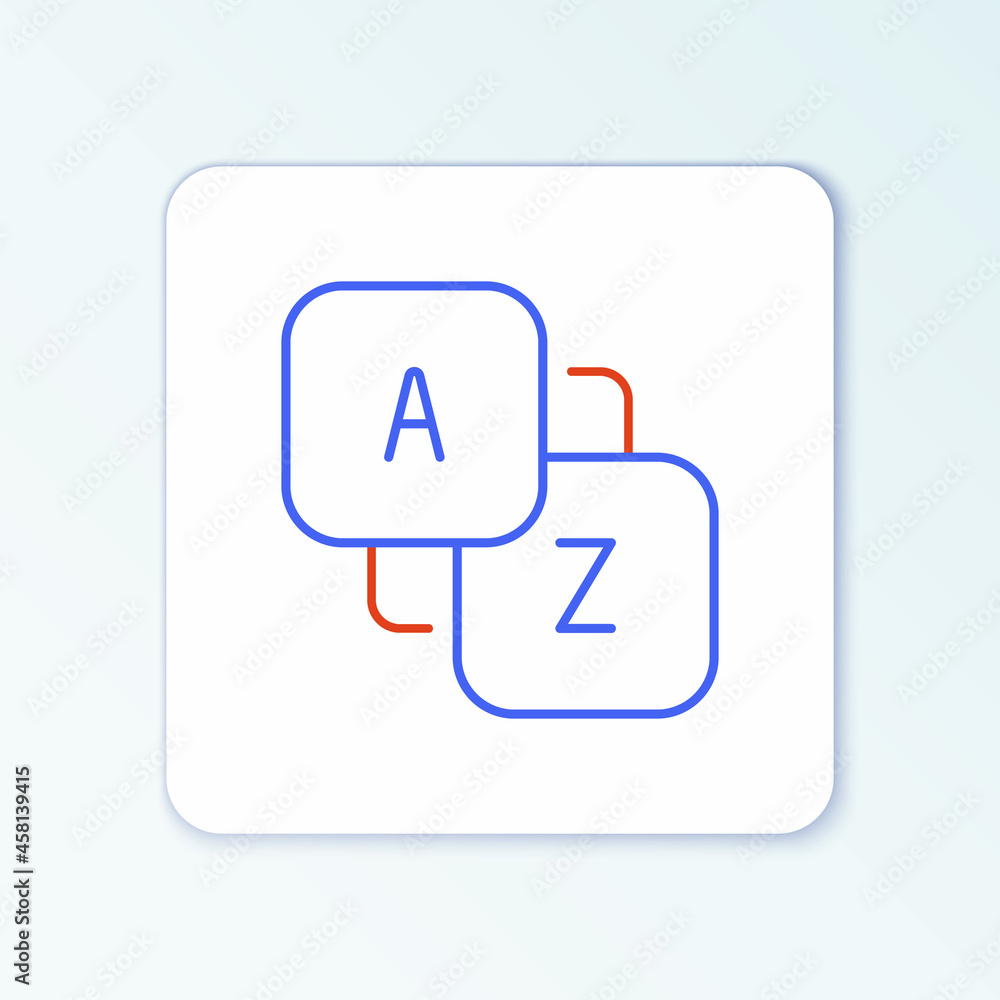Line Vocabulary icon isolated on white background. Colorful outline concept. Vector Line Vocabulary icon isolated on white background. Colorful outline concept. Vector