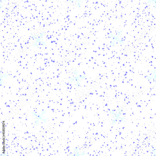 Hand Drawn Snowflakes Christmas Seamless Pattern. Subtle Flying Snow Flakes on chalk snowflakes Background. Alive chalk handdrawn snow overlay. Sightly holiday season decoration.
