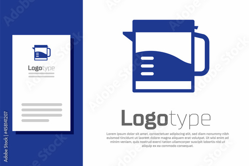 Blue Electric kettle icon isolated on white background. Teapot icon. Logo design template element. Vector