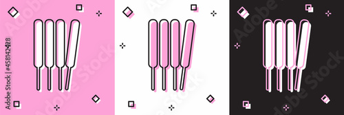 Set Aroma sticks, incense, aromas icon isolated on pink and white, black background. Vector