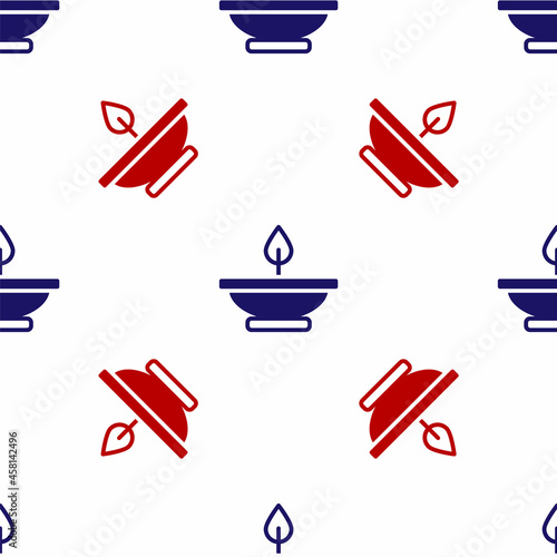 Blue and red Aroma lamp icon isolated seamless pattern on white background. Vector