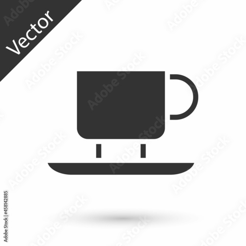 Grey Coffee cup icon isolated on white background. Tea cup. Hot drink coffee. Vector