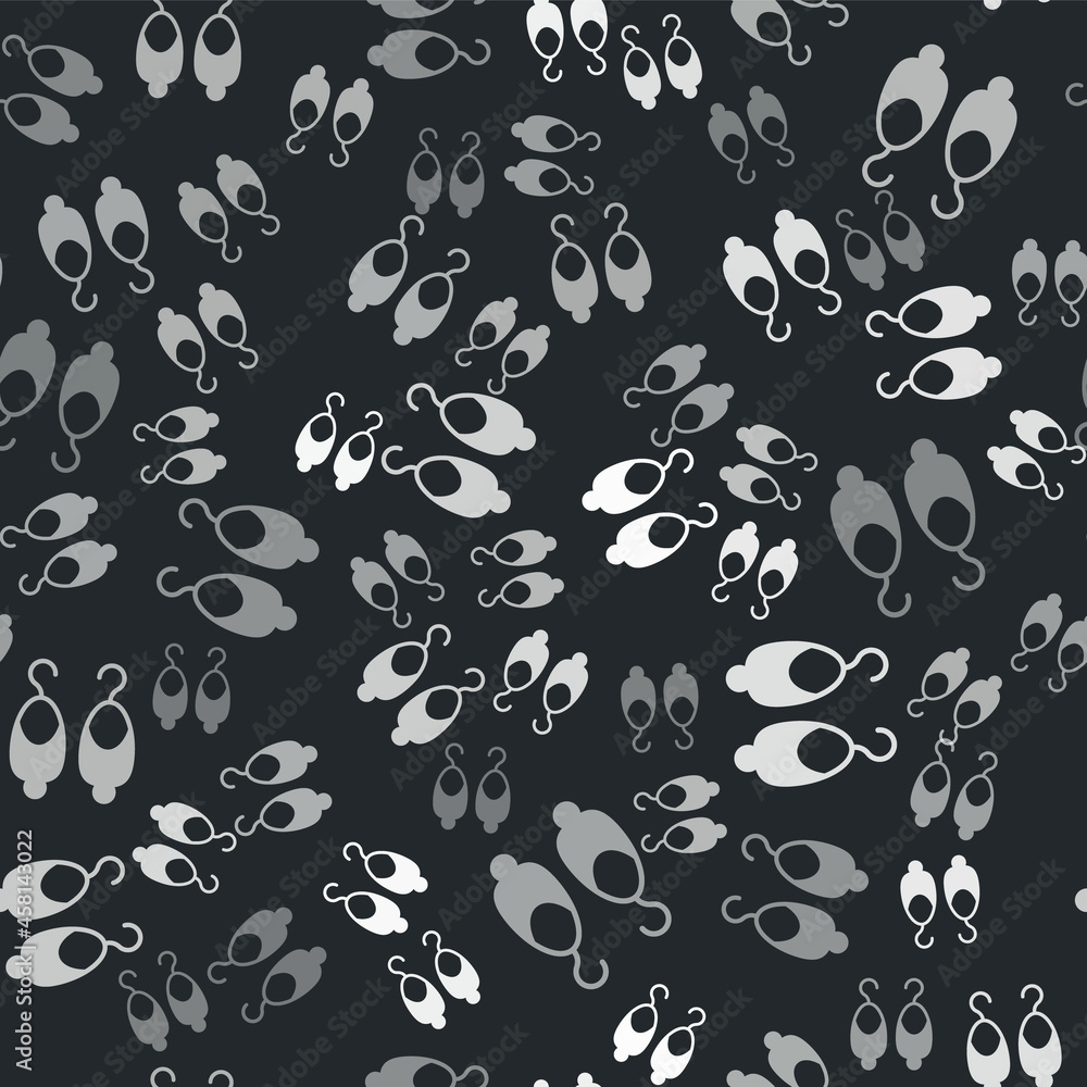 Grey Earrings icon isolated seamless pattern on black background. Jewelry accessories. Vector Grey Earrings icon isolated seamless pattern on black background. Jewelry accessories. Vector
