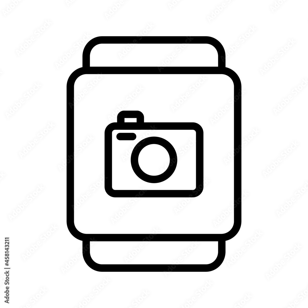smartwatch camera icon vector design, stroke line icon smartwatch camera icon vector design, stroke line icon