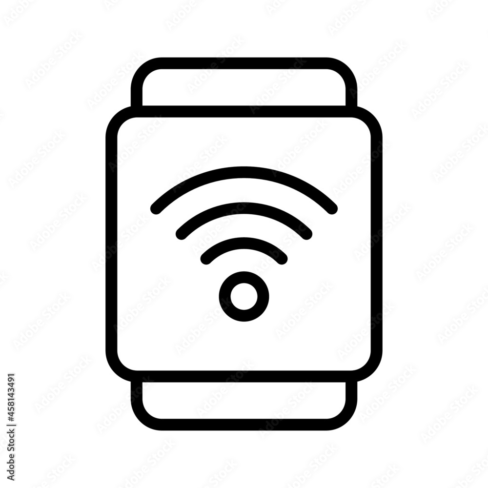smartwatch wifi icon vector design, stroke line icon smartwatch wifi icon vector design, stroke line icon