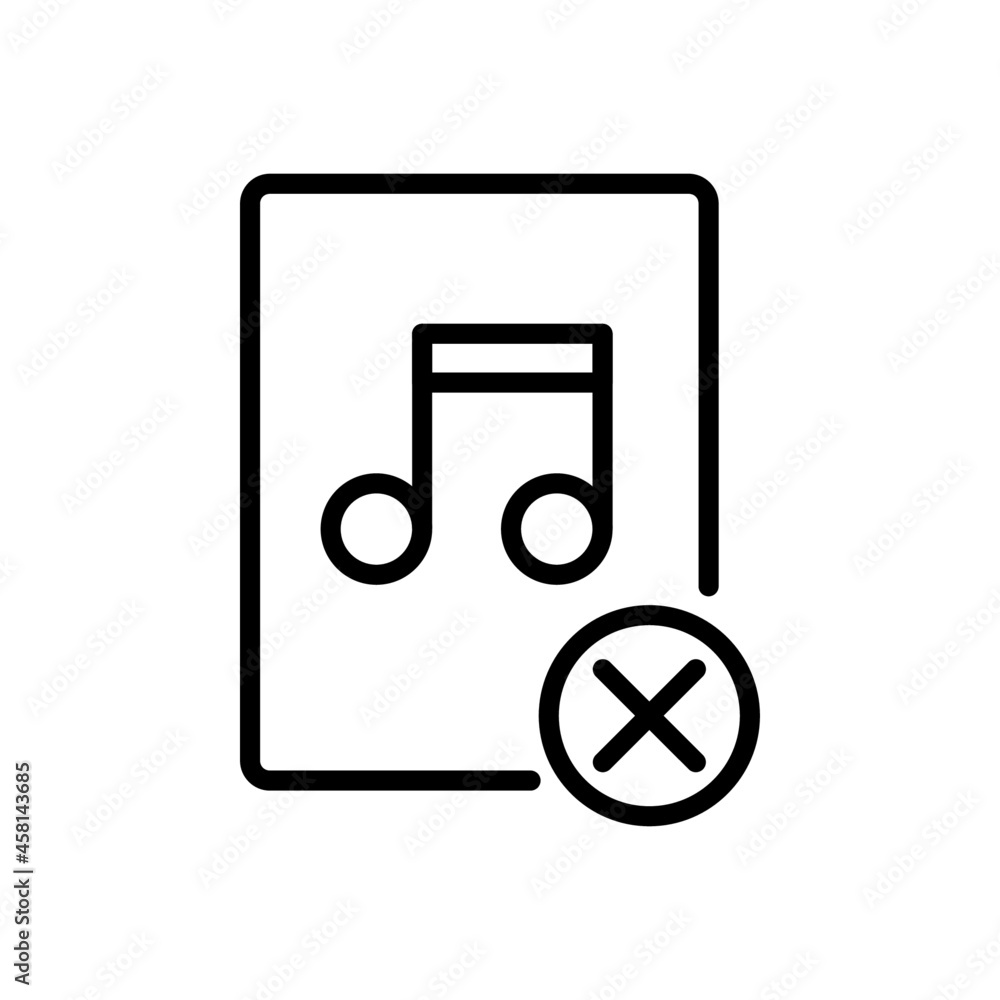 music remove icon vector design, stroke line icon music remove icon vector design, stroke line icon