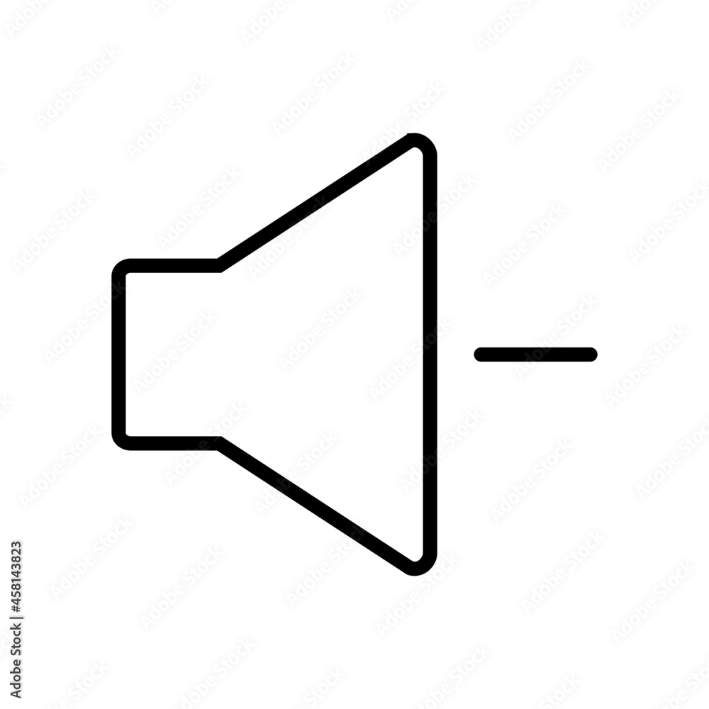 speaker decrease volume icon vector design, stroke line icon speaker decrease volume icon vector design, stroke line icon